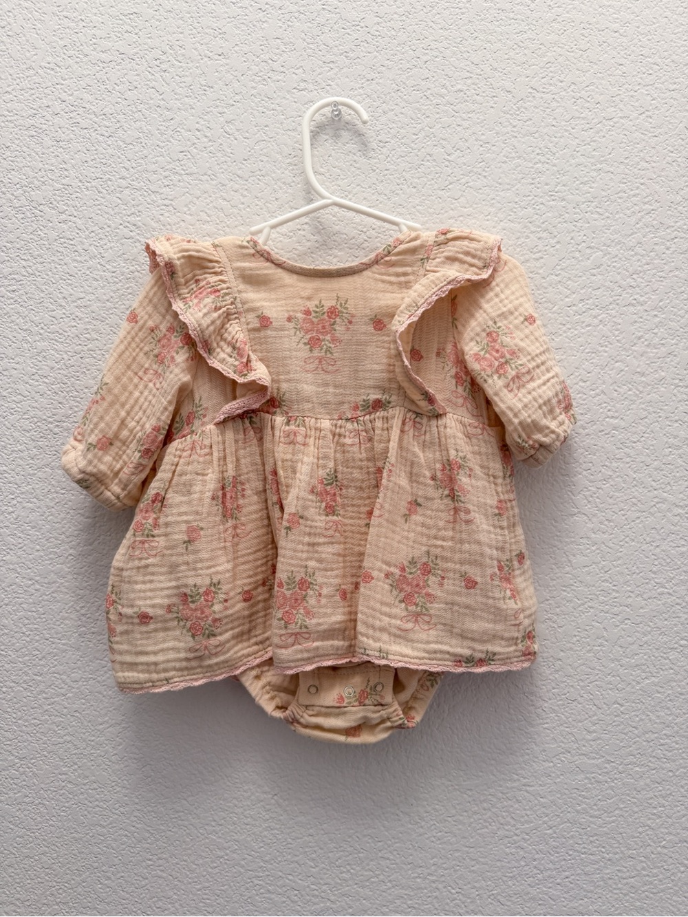 Wild Wawa Baby Girl Floral Ruffle Muslin Romper Dress